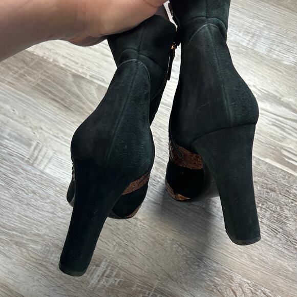 Jill Stuart Black Suede & Snakeskin Leather Ankle Boots Heels Made in Italy 39 - Picture 6 of 8